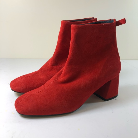 TOPSHOP women red suede back zip booties NWOT, 6,5 - Picture 9 of 10